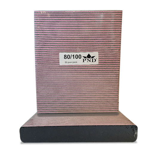 PND Regular Jumbo Nail Files Pack/50pcs - Black-Pink, 80/100 Grit