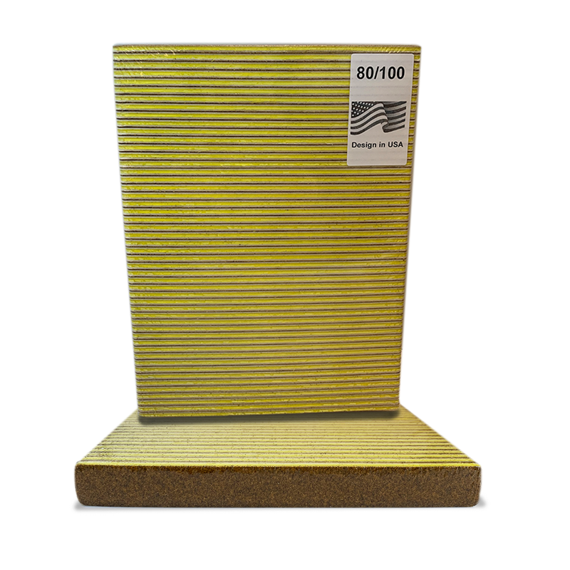 PND Premium Square Nail Files Pack/50pcs - Brown- Gold, Grit Options