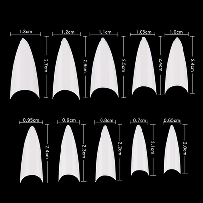 PND (CREATION) NAIL TIP, #03 SHORT STELLITO NATURAL BOX/500PCS (15161)