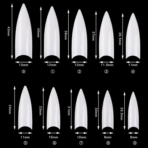 PND (CREATION) NAIL TIP, #12 WIDE STILETTO NATURAL BOX/500PCS (15179)