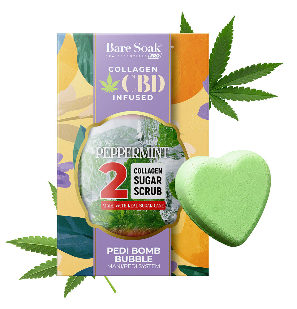 Bare Soak Collagen CBD Infused Pedi Bomb • 4 Steps Kit - Peppermint