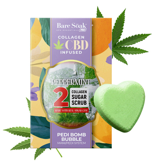 Bare Soak Collagen CBD Infused Pedi Bomb • 4 Steps Kit - Peppermint