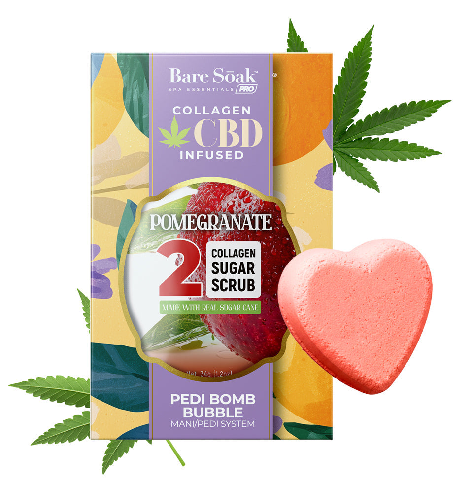 Bare Soak Collagen CBD Infused Pedi Bomb • 4 Steps Kit - Pomegranate