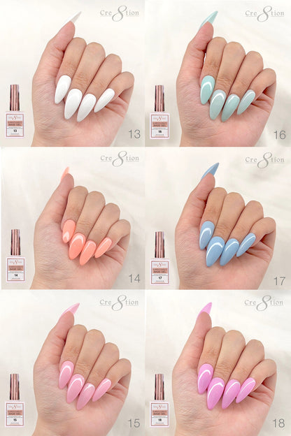 Creation Rubber/ Flexibility Base Gel 0.5oz - Full Set 18 Colors w/ 1 Color Chart