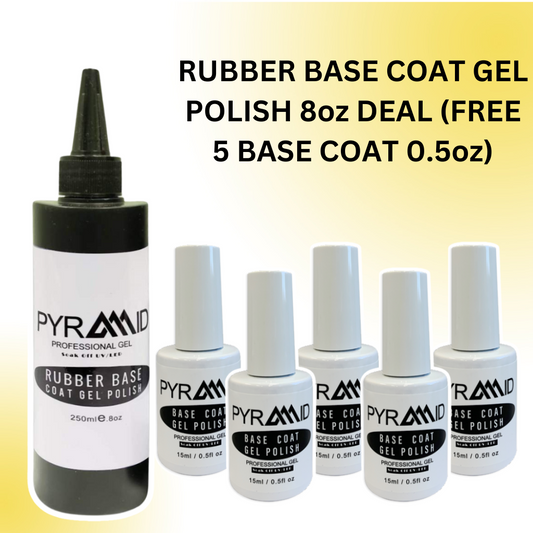 RUBBER BASE COAT GEL POLISH 8oz DEAL (FREE 5 BASE COAT 0.5oz)