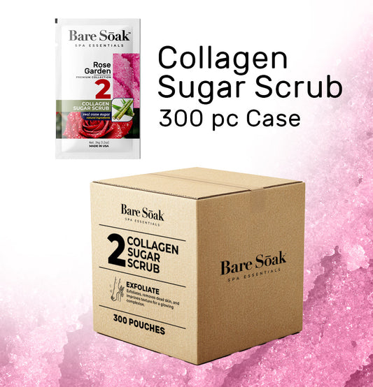 Bare Soak Bundle Case 240pc - Collagen Sugar Scrub - Rose Garden