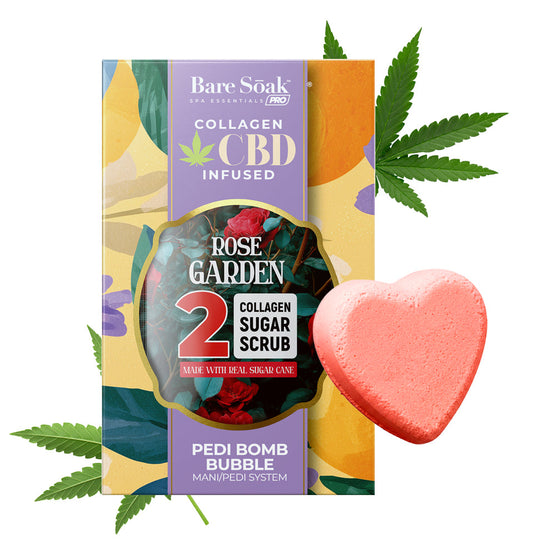 Bare Soak Collagen CBD Infused Pedi Bomb • 4 Steps Kit - Rose Garden