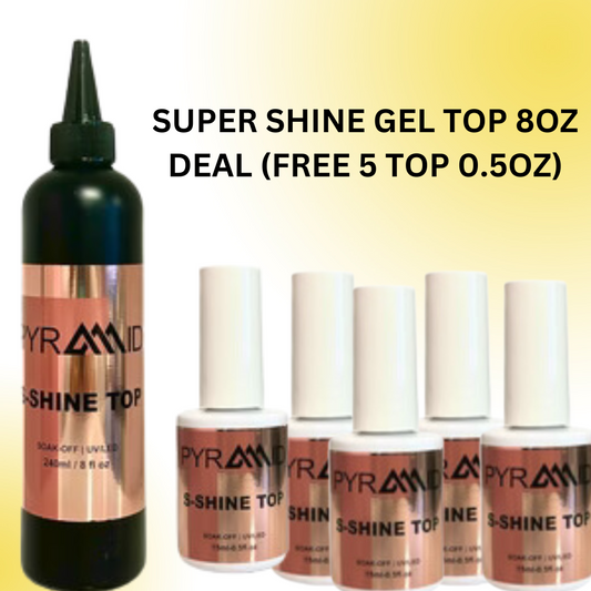 PYRAMID SUPER SHINE GEL TOP 8OZ DEAL (FREE 5 TOP 0.5OZ)