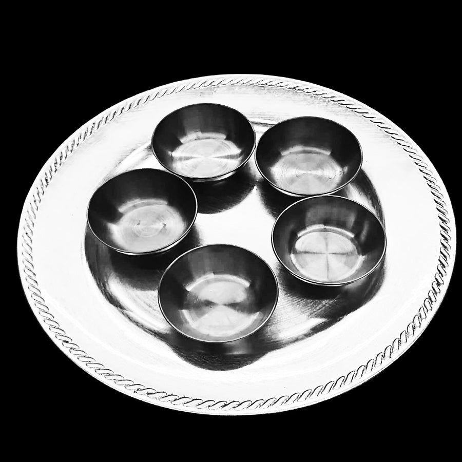 Mademoiselle Plate + 5 cup holder - Silver