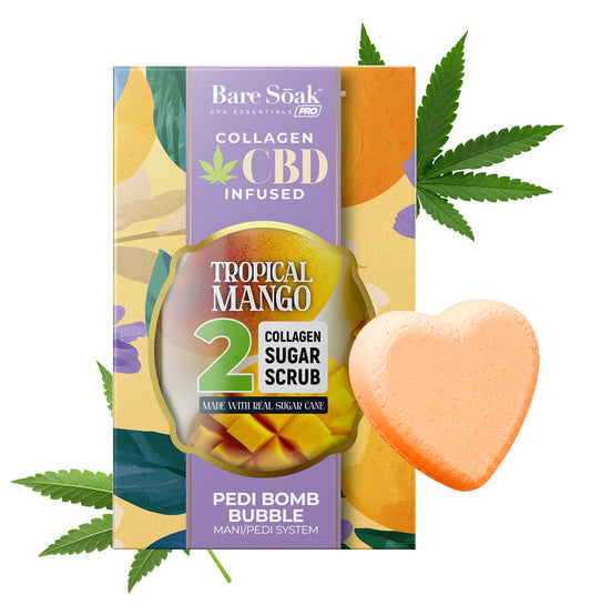 Bare Soak Collagen CBD Infused Pedi Bomb • 4 Steps Kit - Tropical Mango