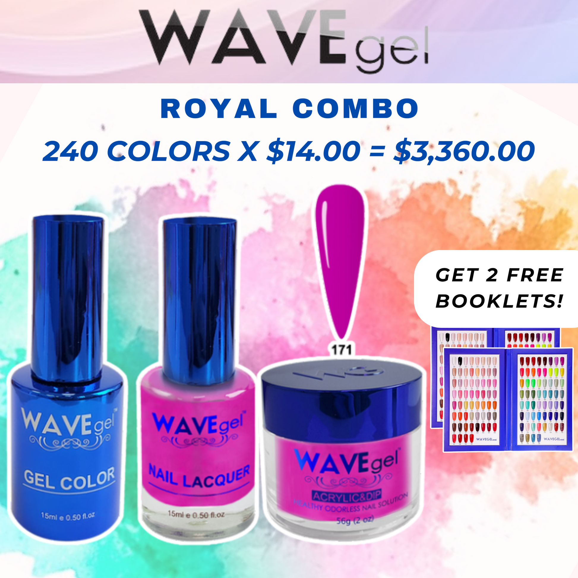 WAVEGEL ROYAL COMBO Collection: Combo Trio - Duo (Gel Polish + Nail Lacquer) + Powder (Acrylic & Dip)