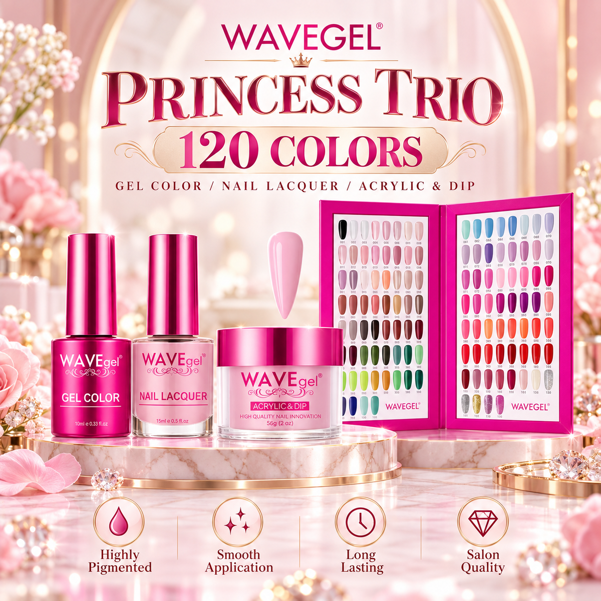 WAVEgel PRINCESS Collection: 120 colors (3in1) Trio set. (DOTW)