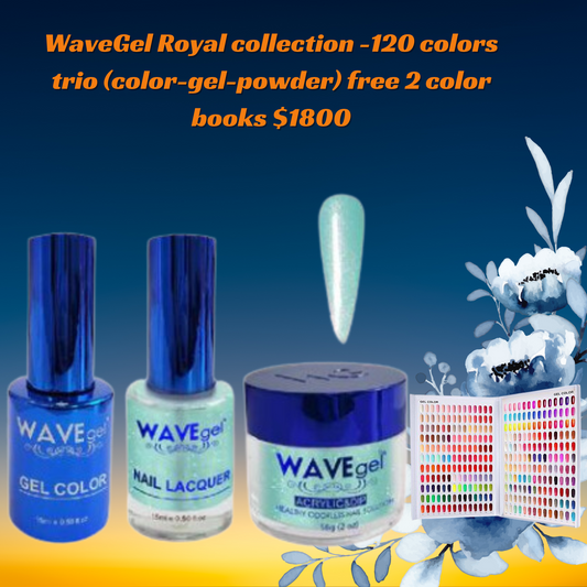 WaveGel Royal collection -120 colors trio (color-gel-powder) free 2 color books $1800