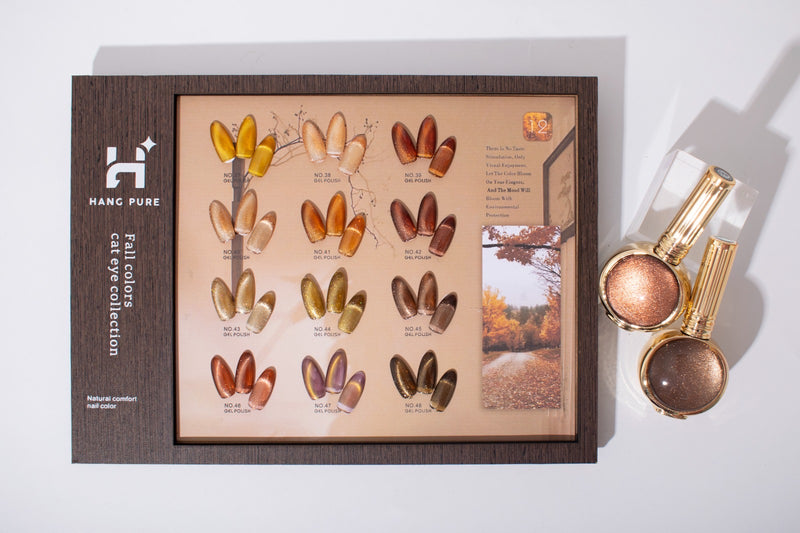 Cat Eye Fall Collection - 12 Colors Gel Polish Set with Display | Magnetic Effect + Base & Top