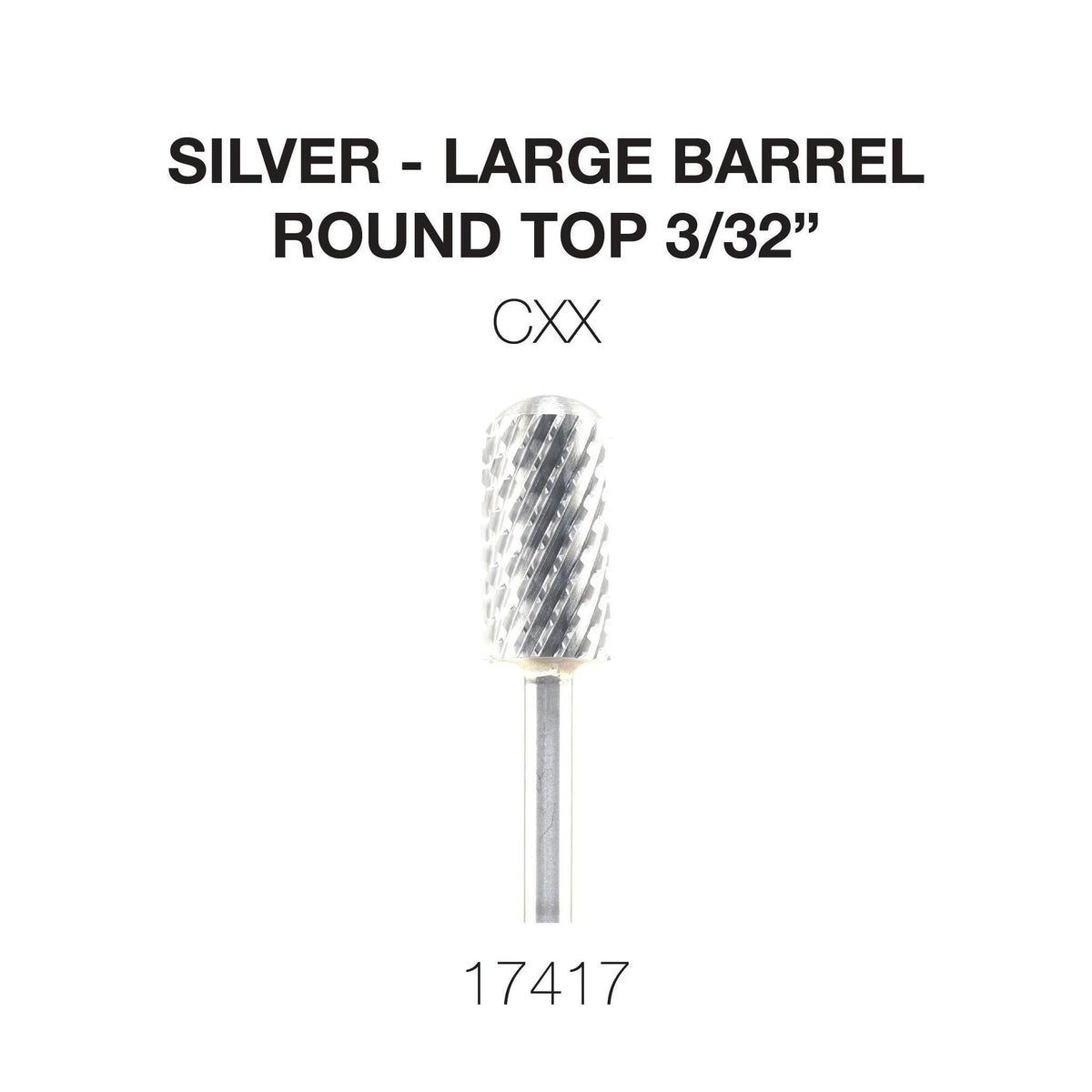 Cre8tion Silver Carbide- Large Barrel-Round Top- 3/32"