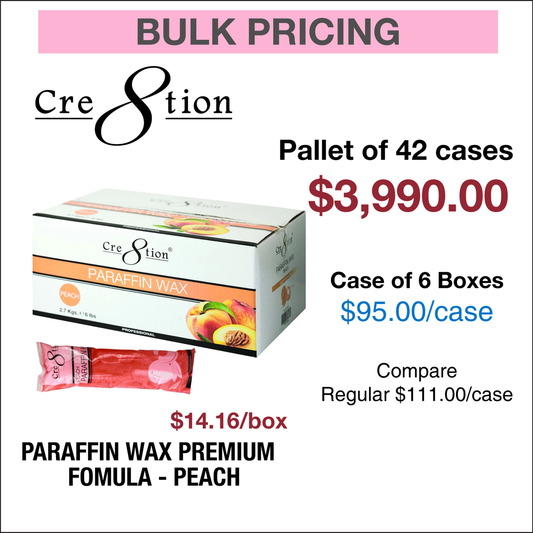 Cre8tion Paraffin Wax Peach - Premium Fomula - Pallet of 42 Cases, case/6 Boxes