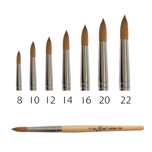 Cre8tion Kolinsky Acrylic Brush - Yellow Wood Handle