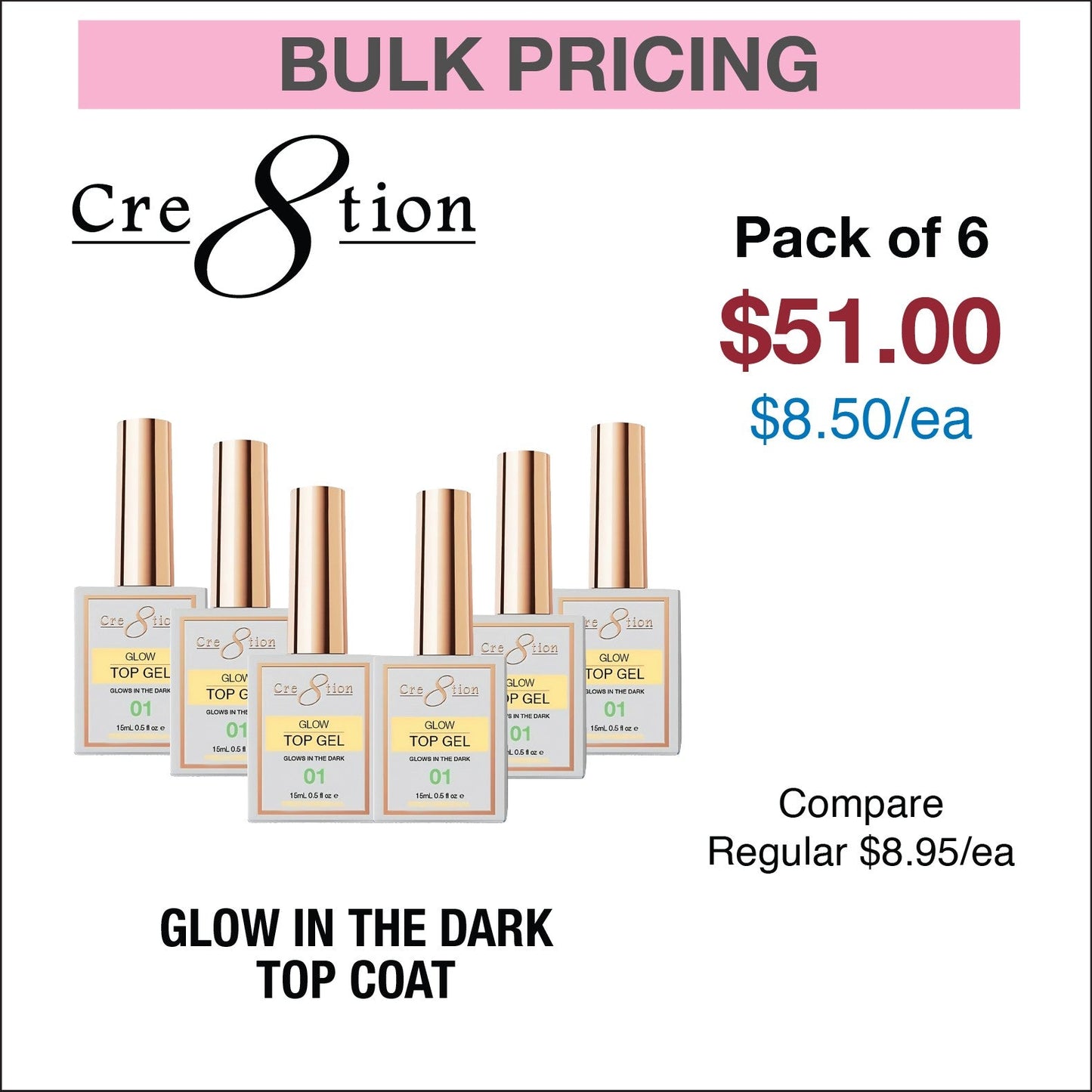 Cre8tion Glow in the Dark Top Coat 0.5oz 01