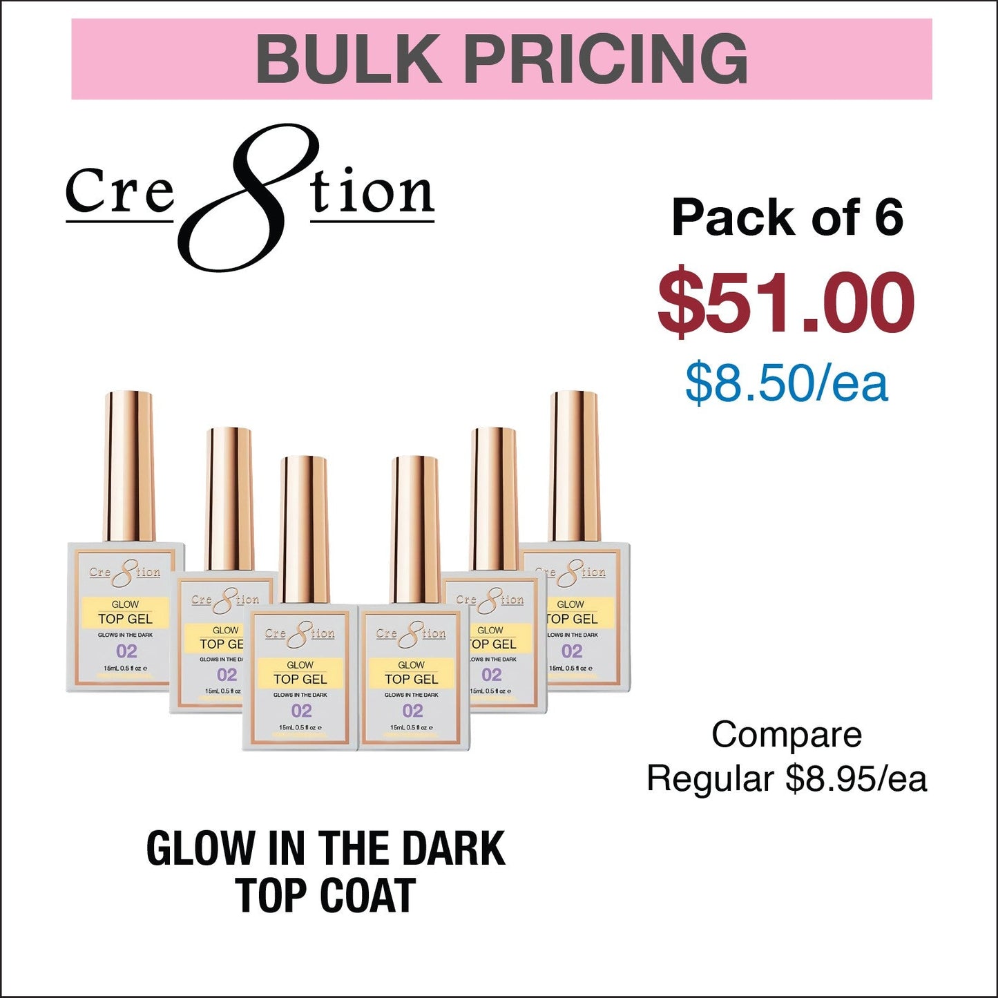 Cre8tion Glow in the Dark Top Coat 0.5oz 02