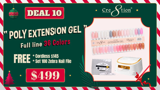 DEAL 10 Poly Extension Gel Full line 36 Colors ( Free Cordless $145 and Set 100 Zebra Nail File)