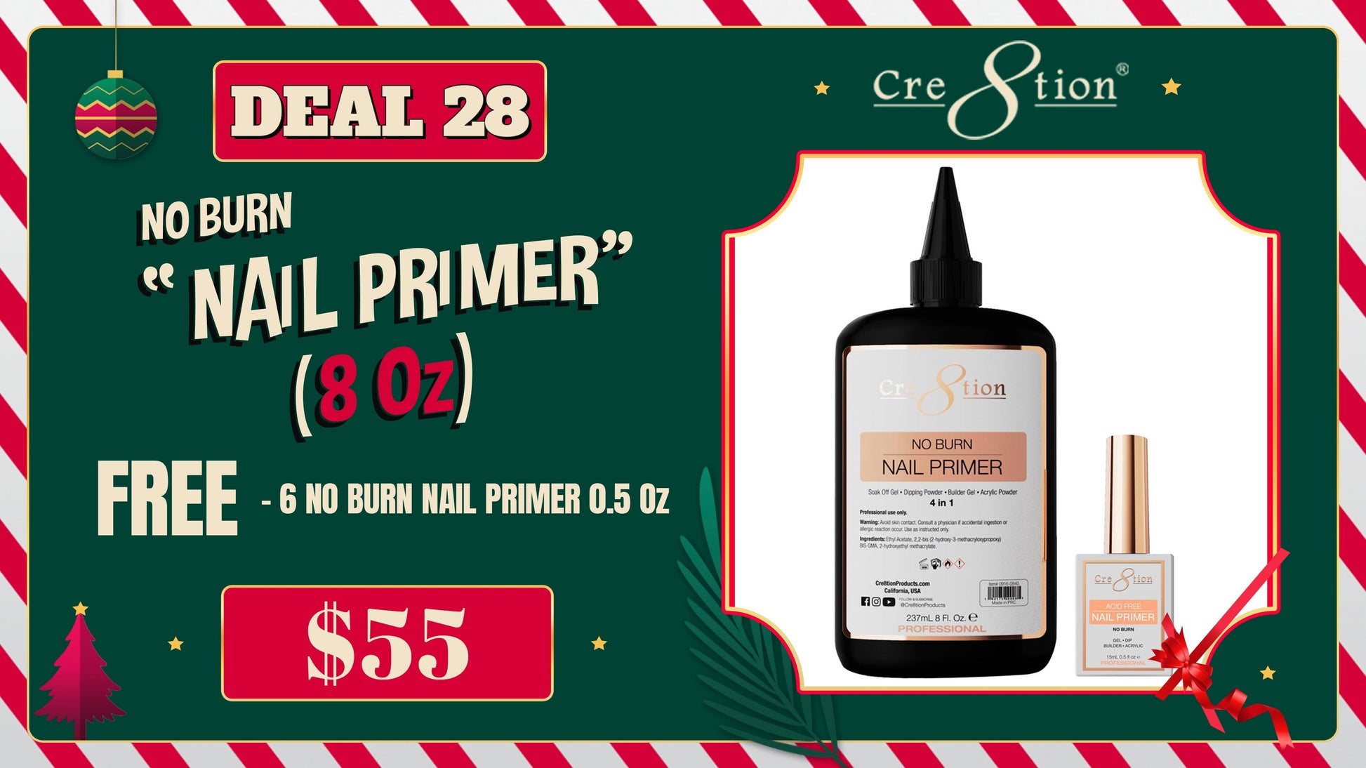 DEAL 28 No Burn Nail primer 8oz (Free no burn nail primer 0.5oz)