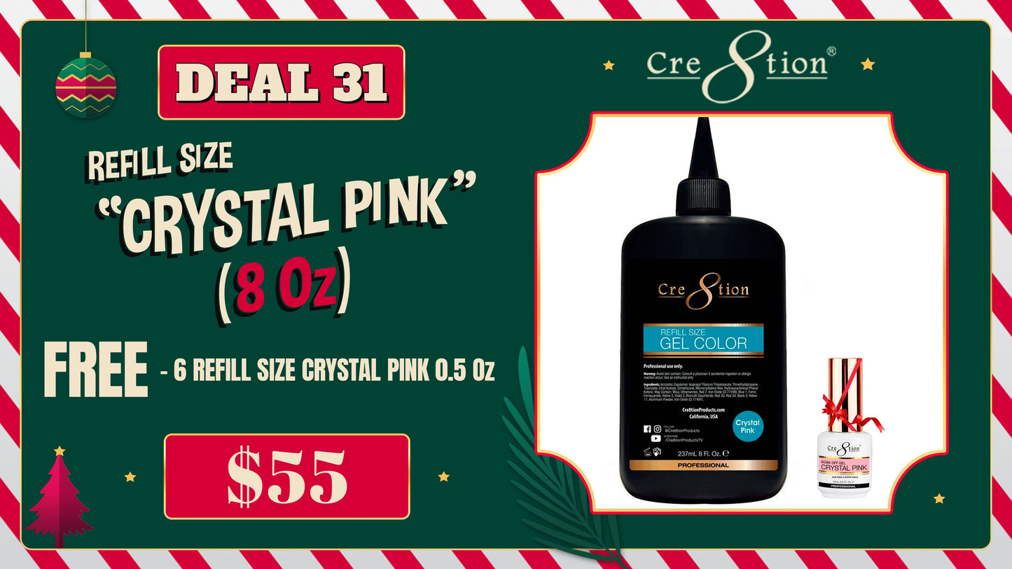 DEAL 31 REFILL Size Crystal Pink 8oz (FREE 6 refill size Crystal Pink 0.5oz)