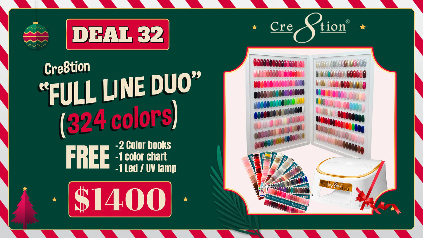 DEAL 32 Cre8tion FULL Line Duo 324 colors (Free 2 color books, 1 color chart and 1 LED/UV lamp)