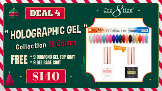 DEAL 4 Holographic Gel Collection 18 Colors (Free 9 Diamond Gel Top coat and 9 Gel base coat)