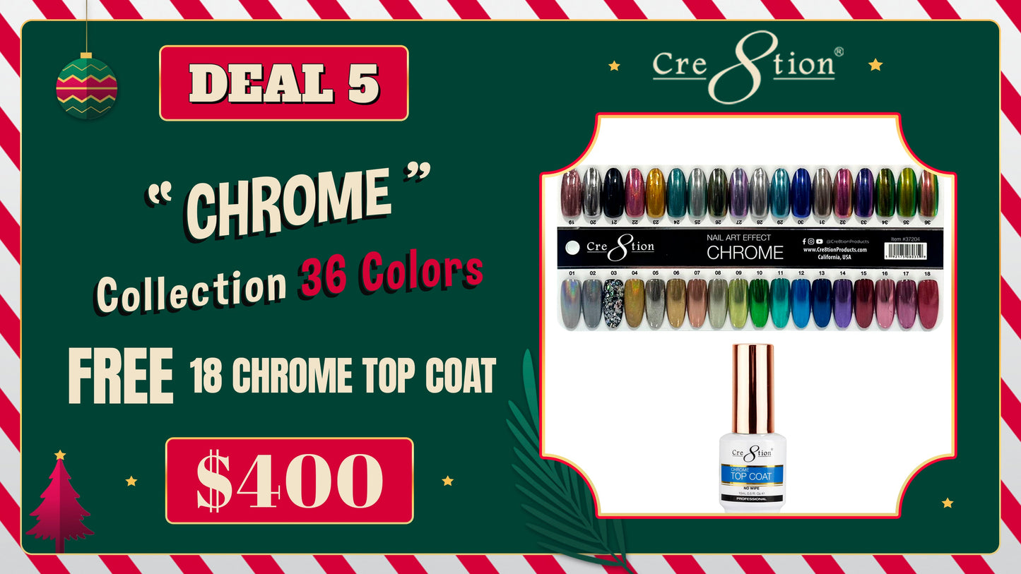 DEAL 5 Chrome Collection 36 Colors (Free 18 Chrome Top coat)