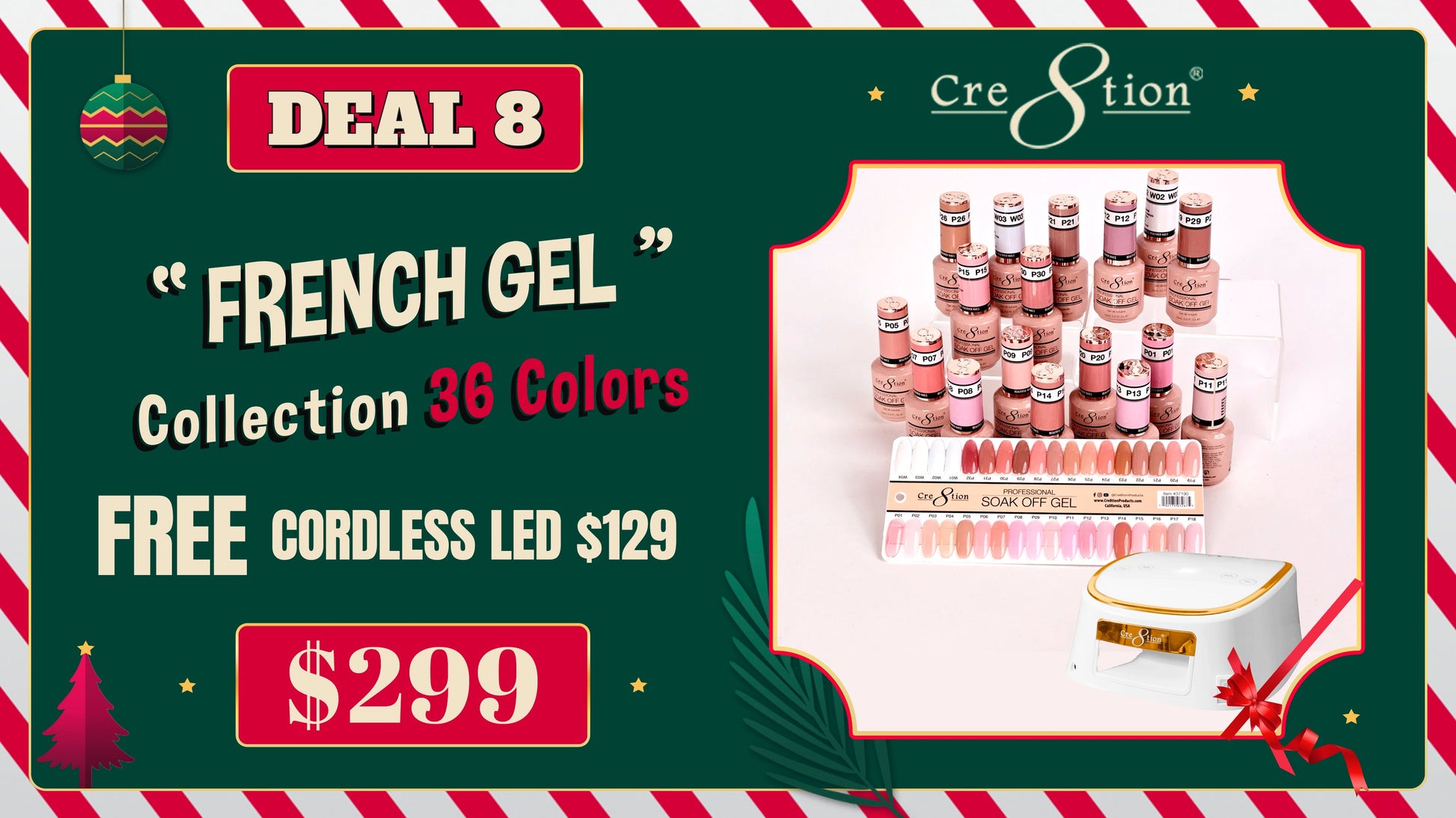 DEAL 8 French Gel Collection 36 Colors (Free Cordless Led $129)