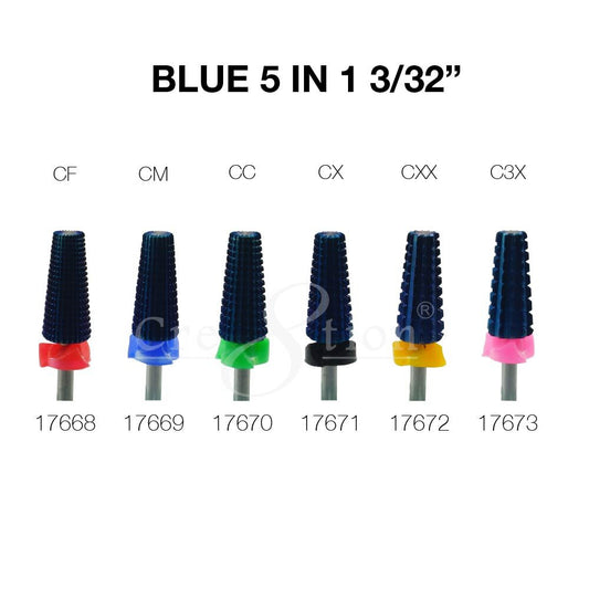 Cre8tion Blue 5 in 1 Nail Filing Bit  3/32"