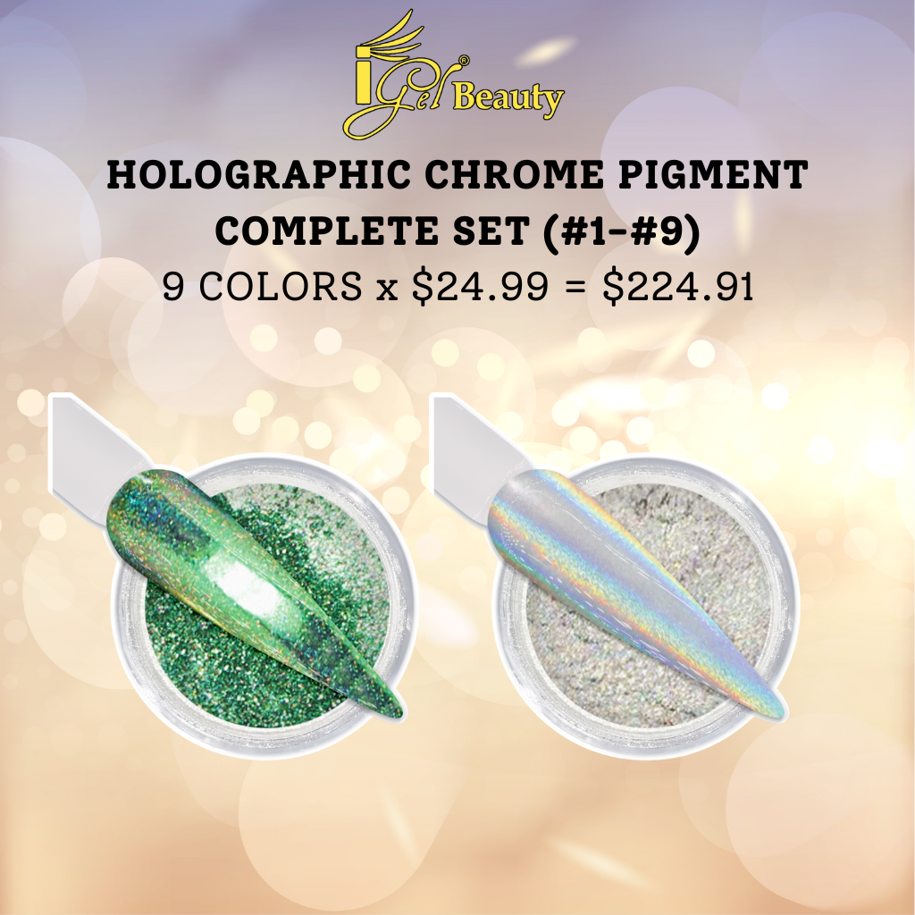 IGEL BEAUTY HOLOGRAPHIC CHROME PIGMENT COMPLETE SET