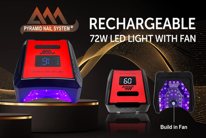 Pyramid UV Lamp Rechargeable 72W LED Light With Fan, RED