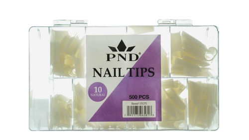 PND (CREATION) NAIL TIP, #10 STRAIGHT NATURAL BOX/500PCS (15175)