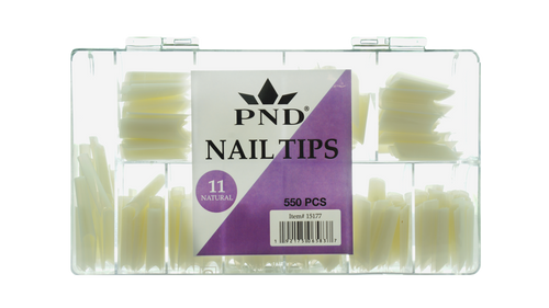 PND (CREATION) NAIL TIP, #11 LONG STRAIGHT NATURAL BOX/550PCS (15177)