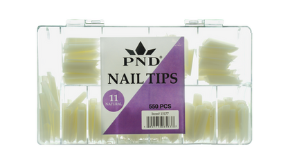 PND (CREATION) NAIL TIP, #11 LONG STRAIGHT NATURAL BOX/550PCS (15177)