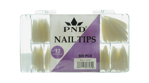 PND (CREATION) NAIL TIP, #12 WIDE STILETTO NATURAL BOX/500PCS (15179)