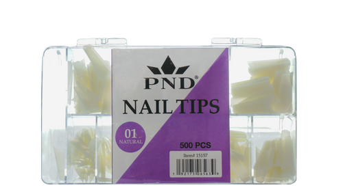 PND (CREATION) NAIL TIP, #01 COFFIN NATURAL BOX/500PCS (15157)