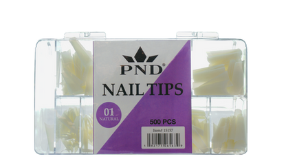 PND (CREATION) NAIL TIP, #01 COFFIN NATURAL BOX/500PCS (15157)