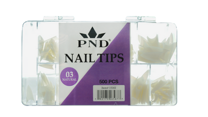 PND (CREATION) NAIL TIP, #03 SHORT STELLITO NATURAL BOX/500PCS (15161)