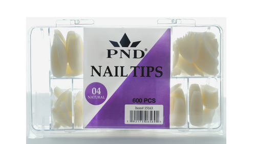 PND (CREATION) NAIL TIP, #04 SHORT ALMOND NATURAL BOX/600PCS (15163)