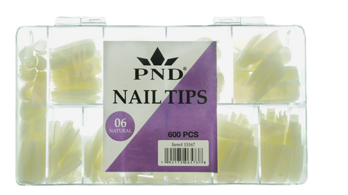 PND (CREATION) NAIL TIP, #06 COFFIN NATURAL BOX/600PCS (15167)