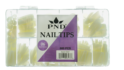 PND (CREATION) NAIL TIP, #06 COFFIN NATURAL BOX/600PCS (15167)