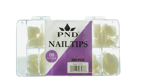 PND (CREATION) NAIL TIP, #08 LONG ALMOND NATURAL BOX/500PCS (15171)