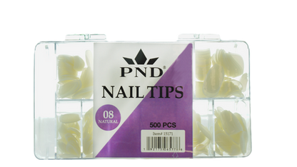 PND (CREATION) NAIL TIP, #08 LONG ALMOND NATURAL BOX/500PCS (15171)