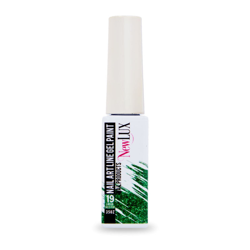 NewLUX Nail Art Liner Gel Paint - 19 Green Glitter | MUASUPPLY.COM