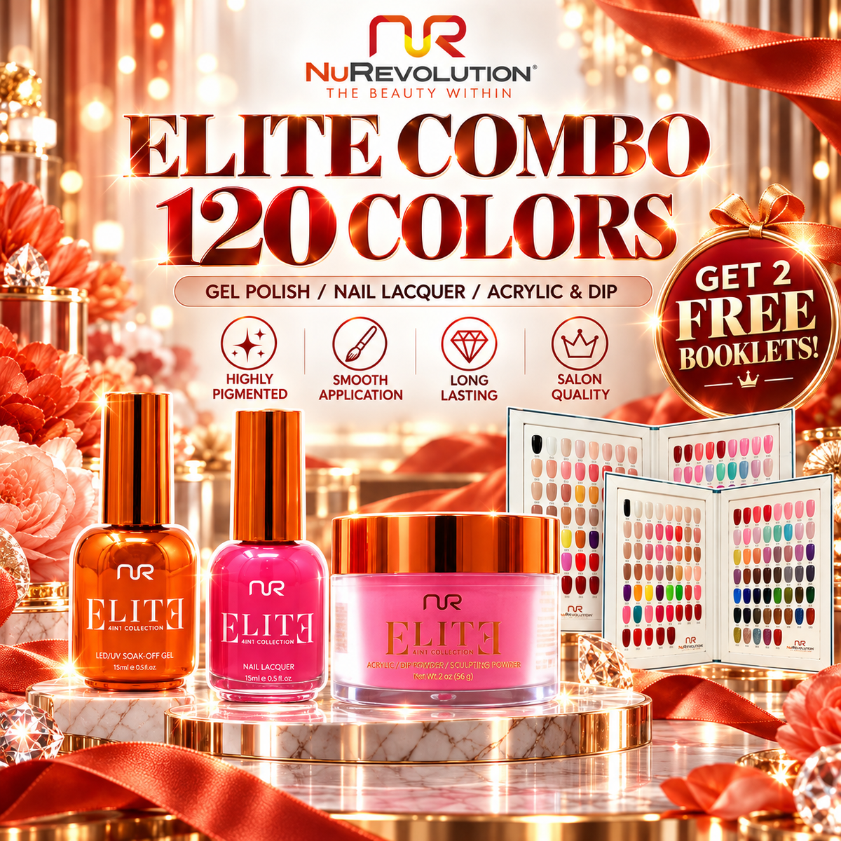 NUREVOLUTION Elite Collection: 120 colors Combo Trio - Free 2 color books (DOTW)