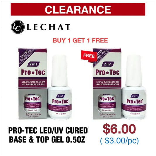 LeChat 2 in 1 Pro-Tec LED/UV Cured Base & Top Gel 0.5oz - Buy 1 Get 1 Free