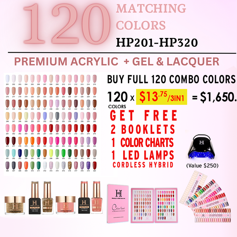 Honey Secret 120 Combo Colors(#201-#320) Free 1 LED Lamp, 2 Booklet, 1 Tip ($13.75 each combo)