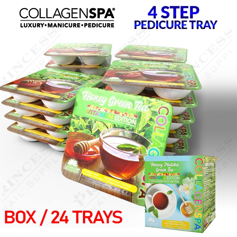 LP Collagen Spa 4 Step Pedi Tray Box/24 tray - Green Tea